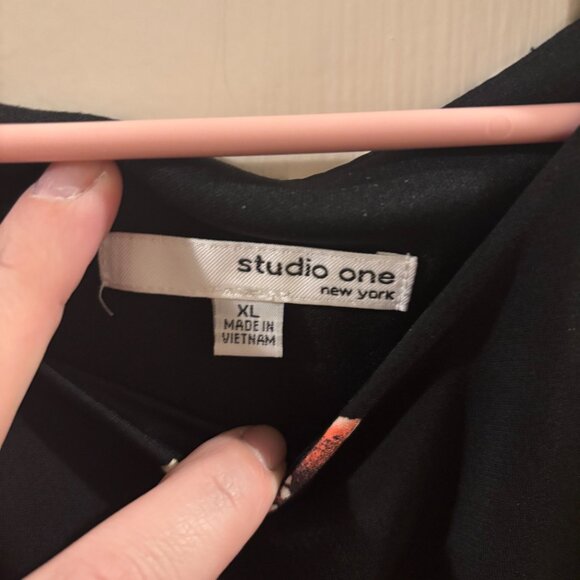 Studio One New York Women's Black Floral Print Dress ~ XL ~ EUC - Picture 4 of 6